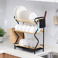 Égouttoir à vaisselle de cuisine - Avec porte-couverts et porte-gobelets amovibles, bac de récupération des eaux inclus, facile à nettoyer et à ranger dans la cuisine ou sous l'évier