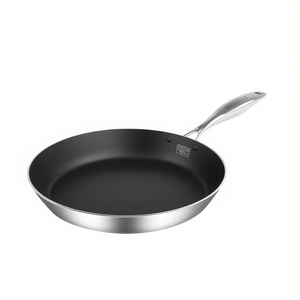 Poêle à frire en acier inoxydable 28 cm antiadhésive compatible induction pour la friture - Product Image 1