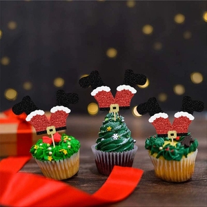 Ensemble de décorations pour cupcakes en forme de jambes de Père Noël pour les fêtes de Noël et les célébrations d'anniversaire, lot en vrac de jambes de Père Noël amusantes - Product Image 2