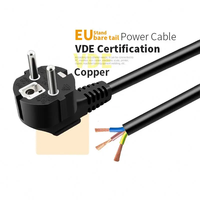 Câble d'alimentation CA européen 0,5 m, connecteur C13 standard IEC 2 broches mâle EU, VDE, 10 A 250 V