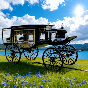 Cercueil funéraire électrique/cercueil traîné par des chevaux, personnalisé, à prix abordable, avec couvercle en verre blanc - Product Image 1