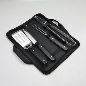 Juego de 4 Utensilios para <span class=keywords><strong>Barbacoa</strong></span>, Accesorios para Parrilla, Mango de Madera, Juego de Herramientas Profesionales de Acero Inoxidable para <span class=keywords><strong>Barbacoa</strong></span> - Product Image 1