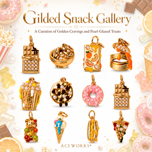 Galería de Snacks Gilded |   Colgante de latón chapado en oro de 18K con esmalte, con diseño de alimentos: Barra de chocolate, Ramen, Palomitas de maíz, Donut, Helado, Perrito caliente, Pizza - Product Image 1
