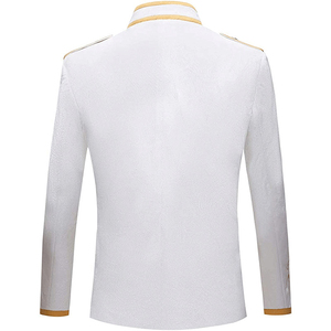 Giacca <span class=keywords><strong>da</strong></span> <span class=keywords><strong>uomo</strong></span> in stile britannico in oro ricamato <span class=keywords><strong>da</strong></span> sposa giacca Vintage con collo alto con cerniera - Product Image 6