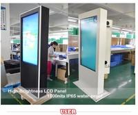 Afficheur numérique LCD tactile sur pied, 43-86 pouces, infrarouge capacitif, kiosque publicitaire interactif, Android Cloud CMS