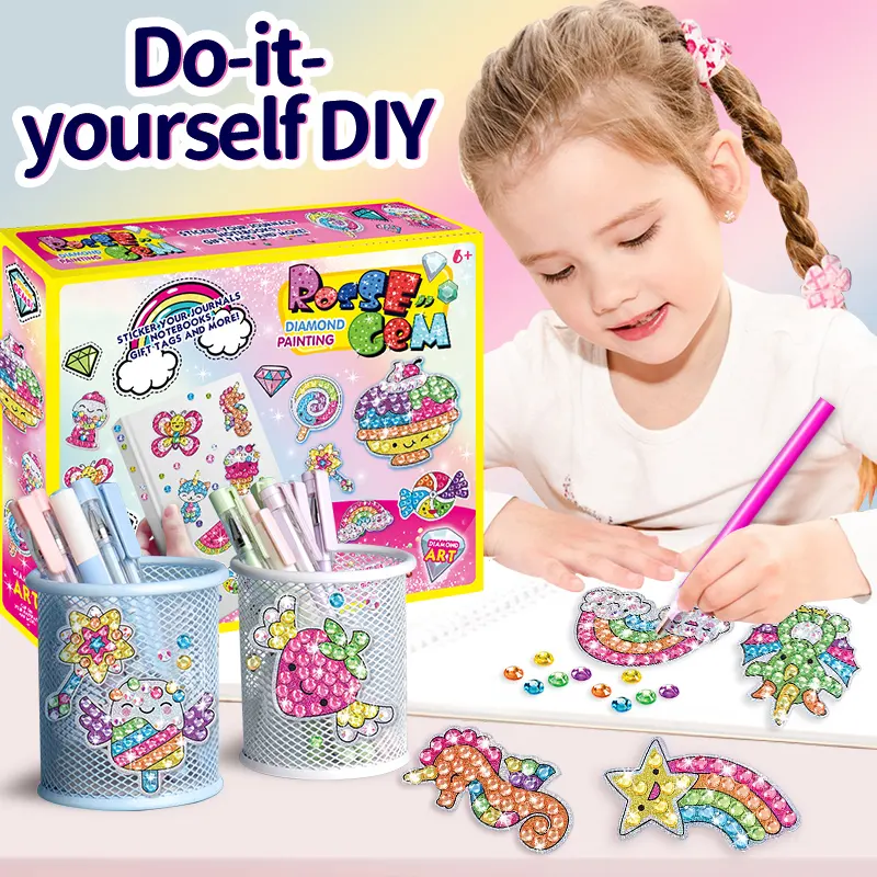 12 PCS Cartoon Diamond designs Art Craft Mosaic Stickers 5D kit di adesivi per pittura diamante fai da te per bambini e adulti