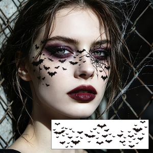 Tatouages faciaux de Halloween à effet taches de rousseur, motifs chauve-souris noire effrayante, citrouille et toile d'araignée, kit de maquillage pour fêtes - Product Image 5