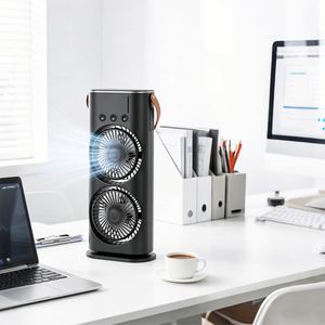 Humidifier <b>Fan</b> Rechargeable Large Capacity Multi-Color Lights Dual-<b>Head</b> Humidifier <b>Fan</b> with Mist for Office - Product Image 6
