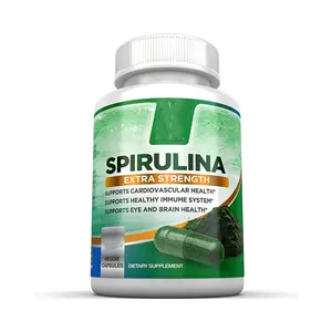 गर्म बेच पूरे बिक्री उच्च गुणवत्ता के साथ निर्माता OEM Spirulina कैप्सूल प्रोटीन और विटामिन, 60 गिनती