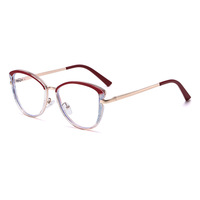 95972 Nouvelles lunettes anti-lumière bleue à monture sourcil, design œil-de-chat tendance, accents bicolores, collection Printemps 2025, monture intégrale