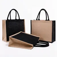 Экологичная продуктовая Сумка-тоут из черного джута, многоразовые сумки для покупок с индивидуальным логотипом, многоразовая сумка для покупок