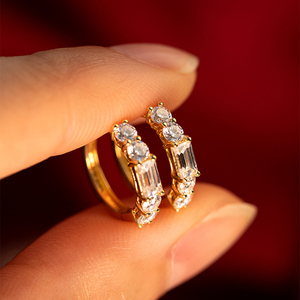 CANNER Dainty 18K Gold Plated Diamond <b>Hoop</b> <b>Earrings</b> Cz Zircon Stones 925 Sterling <b>Silver</b> Huggie <b>Earrings</b> <b>for</b> <b>Women</b> Girls - Product Image 4