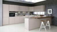 2019 Hangzhou Vermont Villa maison blanc L forme île moderne MDF bois plat incurvé armoires de cuisine