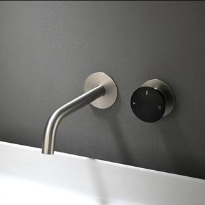 Italian Brass Wall Mounted Basin Faucet Single Handle <b>Red</b> <b>Hot</b> Cold Water Inlet - Product Image 2