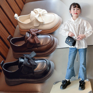 Chaussures plates en cuir pour petites filles, chaussures pour filles, chaussures d'école pour filles, chaussures de princesse à nœud papillon - Product Image 1