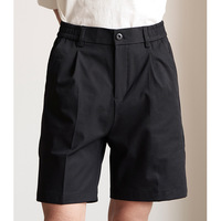 Shorts de costume vintage anti-plis pour homme, coupe slim, taille élastique, jambe droite, mi-longueur, style business de luxe léger