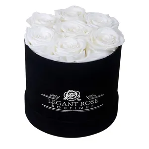 Kemasan Kertas Buket Beludru Mawar Mewah Hari Ibu Bundar Hari Kasih Sayang Kotak Hadiah Suede Bunga Mewah