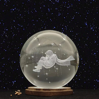 Veilleuse boule de cristal K9 de 80mm avec sphère de 6cm sculptée au laser 3D pour décorations de cadeaux souvenirs