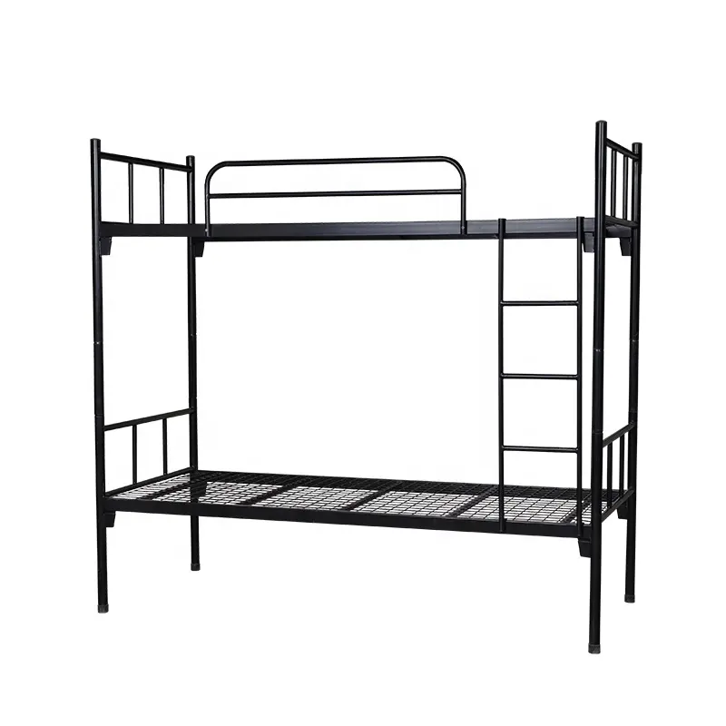 Litera de metal de hierro forjado para dormitorio de adultos, mueble barato, color negro