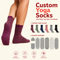 Chaussettes de yoga et de pilates personnalisées pour femmes, en tricot 100% coton, avec logo brodé en jacquard, antidérapantes