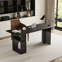 Bureau de direction moderne et minimaliste, plateau en placage de chêne naturel, pieds en acrylique, table de luxe pour patron