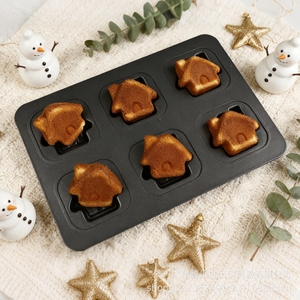 Moule <span class=keywords><strong>à</strong></span> muffins en forme de <span class=keywords><strong>maison</strong></span> 3D mignon - Moule de cuisson antiadhésif écologique pour gâteaux, biscuits, chocolats et friandises <span class=keywords><strong>maison</strong></span> - Product Image 4