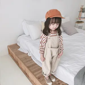 calças de veludo creme Suppliers-Ivy41200a charmoso para crianças, para meninos, meninas, suspensório, calças, para outono