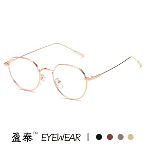 กรอบแว่นตาโลหะทรงกลมแบบยูนิเซ็กซ์ เลนส์เรซิ่น ป้องกันแสงสีฟ้า แฟชั่นทันสมัย เลนส์ใสแบบเต็มกรอบ - Product Image 2