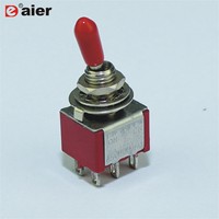 DaierTek Mini interrupteur à bascule en laiton DPDT bidirectionnel 6 broches On-On avec bornes à souder et poignée en plastique et en métal