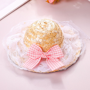 Sombrero de Paja Estilo Coreano de Moda, Sombrero de Granjero Elegante, Sombrero de Sol para Gatos con Lazo Retro y Lindo, Ideal para Exteriores - Product Image 3