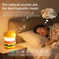 Lámpara LED con Forma de Hamburguesa Brillante, Iluminación RGB, Temporizador con Sonido Blanco Integrado, Escenas, Regalo para Niños, Altavoz Bonito para V5.3 IPX5