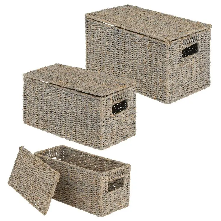 Wicker Baskets For Crafts Insulation Basket Fruit Arrangements Foldable Storage Seagrass Cherry Woven Narrow 15X15