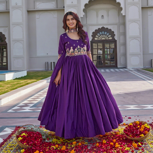 Vestido Maxi Bordado con Cuello Choker para Mujer, Estilo Boho, Corte en A, Manga Tres Cuartos, Estampado Floral, Viscosa y Poliéster, para Fiesta - Product Image 3