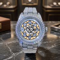 Montre analogique à quartz de luxe en acier inoxydable incrustée de diamants de laboratoire, style hip-hop, cadran en cristal saphir 20 mm, fermoir déployant, pour femme