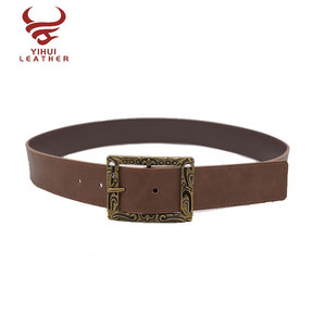 Retro Style Full Antic Brass Free Engraving Pattern Flat Buckle Belt For Ladies - Product Image 4