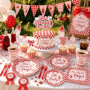 Fournitures pour fête de naissance, vaisselle jetable rétro à thème soda, assiettes, gobelets, serviettes, nappe, décorations - Product Image 6