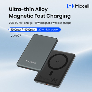 Batteries externes portables ultra-minces Miccell en gros, <span class=keywords><strong>charge</strong></span> rapide PD 20W, 5000mAh/10000mAh, avec chargement magnétique sans fil - Product Image 3