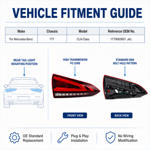 Pour <span class=keywords><strong>Mercedes</strong></span>-Benz <span class=keywords><strong>CLA</strong></span> W177 – Ensemble de feux arrière à LED 2019-2022 1779063601 – Feu stop extérieur – Remplacement OEM – Plug & Play – Homologué - Product Image 3