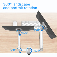 H180 ressort à gaz de bureau noir et blanc double support de bras de moniteur d'ordinateur LCD 22-32 pouces avec charge 2-12kg
