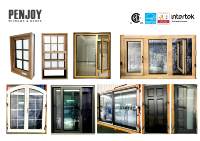 Ventana Abatible de Madera con Revestimiento de Aluminio, Triple Vidrio Bajo Emisivo, Apertura Interior, Diseño Moderno, para Hotel, Suministro de Ingeniería Personalizado