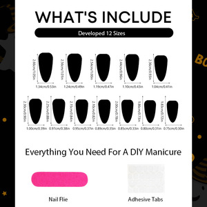 <span class=keywords><strong>Faux</strong></span> ongles à thème Halloween avec motif fantôme, longs ongles nude en amande à presser, imprimé citrouille et chauve-souris, ongles réutilisables en ABS pour fête costumée - Product Image 6