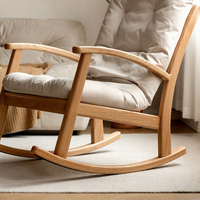 Fauteuil à bascule en bois massif Yuanshi Muyu, canapé paresseux moderne et minimaliste, pour salon, balcon, petit appartement, fauteuil inclinable en tissu pour le loisir