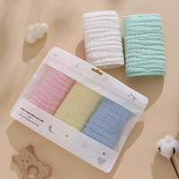 Cotton Muslin Baby Towel Small Six-Layer Solid Color Edge Wrapping Burp Cloth Infant Face Towel Baby Drool Bib