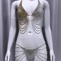 Chaîne de corps tendance pour femme avec ailes d'ange, strass et pampilles en cristal – Meilleure vente