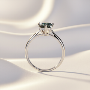 Anillo de Moissanita Solitario Ajustable de Plata de Ley S925 con Zirconia Natural Blanca Pulida y Elegante, Engaste de <span class=keywords><strong>6</strong></span> Puntas para Mujer - Product Image 2