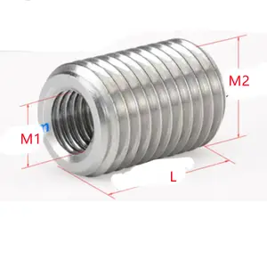 M2.5 M3 M4 M5 M6 M8 M10 M12 304 스테인리스 스틸 외부 나사 어댑터 나사 삽입 슬리브 변환 너트