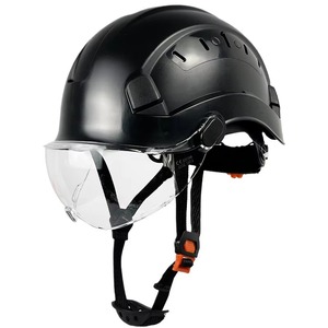 Casque de sécurité de type V avec visière, réglage à cliquet, 6 points de suspension, noir à fentes - Product Image 6