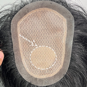 Parrucca Corta da Uomo in Veri Capelli Umani, Annodata e Lavorata a Mano, con Base in Bio-Skin, per Copertura di Calvizie Mediteranea e Diradamento dei Capelli - Product Image 3