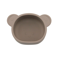 Ensemble d'alimentation pour bébé en silicone de qualité alimentaire, comprenant une cuillère en silicone motif ours, une assiette pour bébé et un bol à ventouse en silicone, résistant à la cuisson