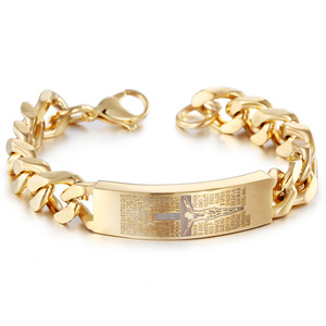 Isa Dini Ayetleri Çapraz İncil Bilezik Paslanmaz Çelik Zincir Bağlantı Bileklik <span class=keywords><strong>Serenity</strong></span> Namaz Takı - Product Image 3